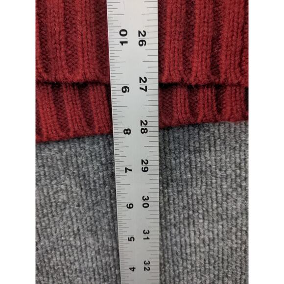 L.L. Bean Men's 100% Shetland Wool Sweater Size L Red Elbow Pads - Picture 9 of 11
